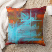 オレンジマヤブルー抽象芸術 クッション (ブランケット)