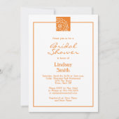 オレンジマリゴドフラワーフローラブライダルシャワー 招待状 (正面)