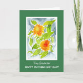 オレンジマリゴールズ祖母の10月誕生日 カード (正面)