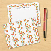 オレンジマリゴールド手図解入りの、写真付きのフローラ植物学 ノートカード