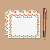 オレンジマリゴールド手図解入りの、写真付きのフローラ植物学 ノートカード