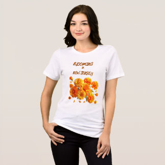 オレンジマリーゴールド フローラル 白 オレンジ 春 女性用 トライブレンドTシャツ