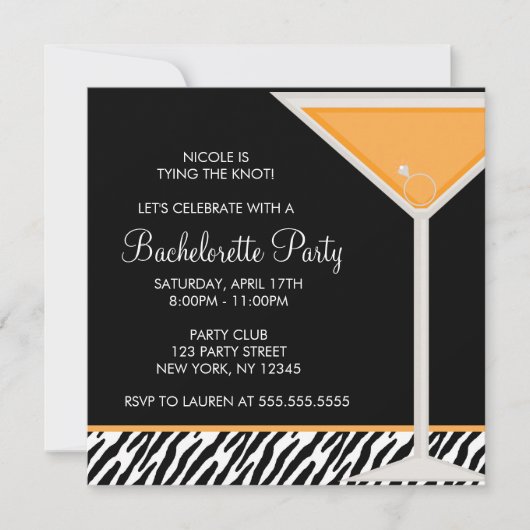 オレンジマルティーニバチェロレッテ 招待状 (正面)