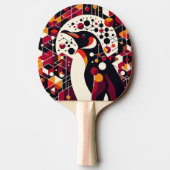 オレンジマルーンレッドペンギン幾何学的抽象芸術 卓球ラケット (裏面)