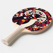 オレンジマルーンレッドペンギン幾何学的抽象芸術 卓球ラケット (正面アングル)