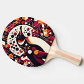 オレンジマルーンレッドペンギン幾何学的抽象芸術 卓球ラケット (横)