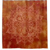 オレンジマンダラ&金ゴールドグラムシモダンック シャワーカーテン (正面)