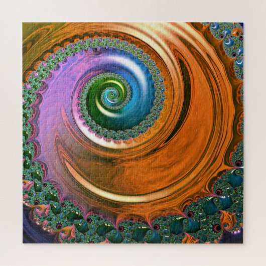 オレンジマンデルブロットスワールジグソーパズル ジグソーパズル (縦)