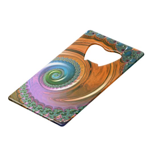 オレンジマンデルブロットスワールボトルオープナー クレジットカード栓抜き (正面アングル)