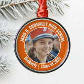 オレンジマーチングバンド写真高校クリスマス メタルオーナメント