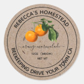 オレンジマーマレークラフト紙キャニングジャールラベル ラウンドシール (正面)