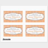 オレンジマーマレードギンガムチェック食品ラベルのシール 長方形シール (シート)