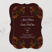 オレンジマーン素朴秋エレガントウェディング 招待状 (正面/裏面)