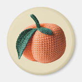 オレンジミニマリストグランマフルーツクロチェットピーチ マグネット (正面)