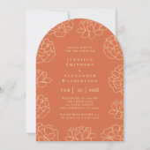 オレンジミニマリストボタニカル結婚式招待状 招待状 (正面)