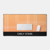 オレンジミニマルレトロ名パーソナライズされたデスクマット デスクマット (キーボード&マウス)