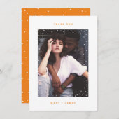 オレンジミニマル結婚リストありがとう サンキューカード (正面/裏面)