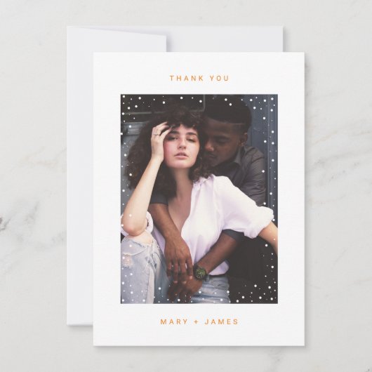 オレンジミニマル結婚リストありがとう サンキューカード (正面)