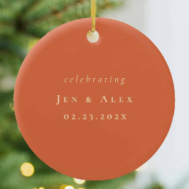 オレンジミニマル結婚リストのクリスマスオーナメント セラミックオーナメント