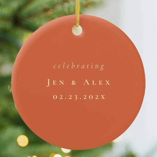 オレンジミニマル結婚リストのクリスマスオーナメント セラミックオーナメント