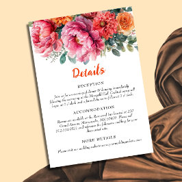 オレンジミニマル色とピンク色の水の色のフローラ結婚の エンクロージャーカード