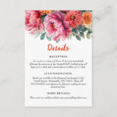 オレンジミニマル色とピンク色の水の色のフローラ結婚の エンクロージャーカード (正面)