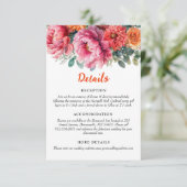 オレンジミニマル色とピンク色の水の色のフローラ結婚の エンクロージャーカード (スタンド正面)