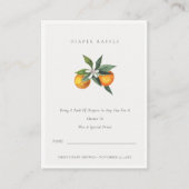 オレンジミニマル色の植物性おむつラッフルベビーシャワー エンクロージャーカード (正面)