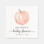 オレンジミニマル色カボチャ水色ベビーシャワー スタンダードカクテルナプキン (正面)