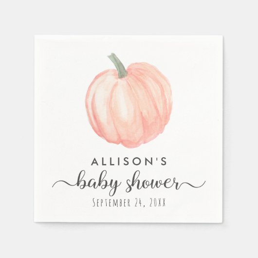 オレンジミニマル色カボチャ水色ベビーシャワー スタンダードカクテルナプキン (正面)