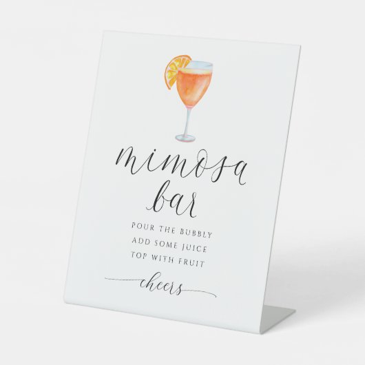 オレンジミモサバーブライダルシャワーサインウォーターカラー 台座サイン (正面)