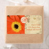 オレンジミュージカルガーベラデイジーグレーミュージカルノート ラベル (インサイチュ)