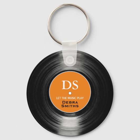 オレンジミュージックパーソナライズされたレコードのキーチェーン キーホルダー (正面)