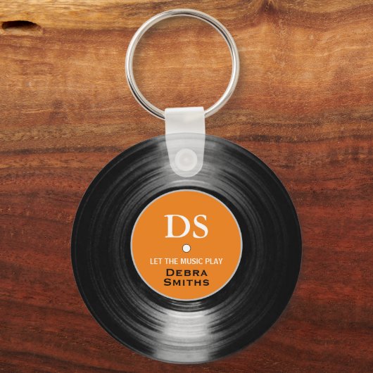 オレンジミュージックパーソナライズされたレコードのキーチェーン キーホルダー (正面)