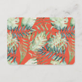 オレンジミントトロピカルグリーン離れウェディングRSVP エンクロージャーカード (裏面)