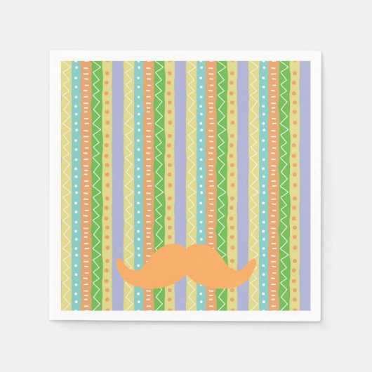 オレンジムスタヒフィエスタグリーンイエローおもしろいセニョール スタンダードカクテルナプキン (正面)