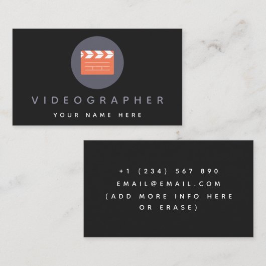 オレンジムービークラッパーボードビデオグラファーフィルム石板 名刺 (正面/裏面)