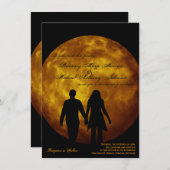 オレンジムーンシルエットカップル結婚式招待状 招待状 (正面/裏面)