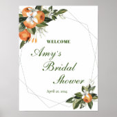 オレンジメインスクイーズブライダルシャワーウェルカムサイン ポスター (正面)