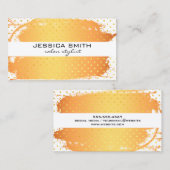 オレンジメタリックブラシ金ゴールド水玉模様 名刺 (正面/裏面)