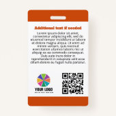 オレンジメディカルアラートドッグのロゴQR写真ID バッジ (裏面)