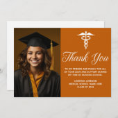 オレンジメディカルスクール卒業写真カスタム サンキューカード (正面/裏面)