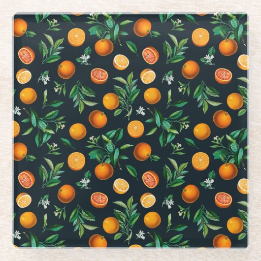 オレンジメドレフルーツコースター | Fruit Coaster Set ガラスコースター (正面)