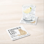 オレンジメパーソナライズされたーヌクーンキャッ結婚ト スクエアペーパーコースター (インサイチュ)