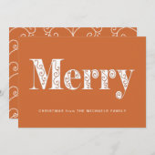 オレンジメリー色の渦巻き写真のクリスマスなし シーズンカード (正面/裏面)
