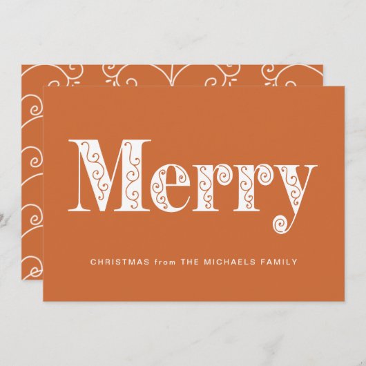 オレンジメリー色の渦巻き写真のクリスマスなし シーズンカード (正面/裏面)