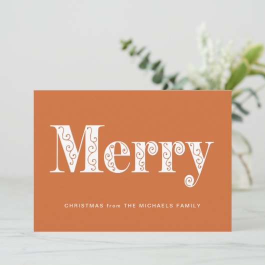 オレンジメリー色の渦巻き写真のクリスマスなし シーズンカード (スタンド正面)