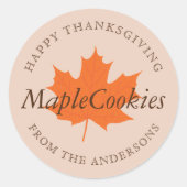 オレンジメープルサンクスギビング自家製ベーキングギフト ラウンドシール (正面)