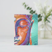 オレンジモザイクブッダ顔 ポストカード (スタンド正面)