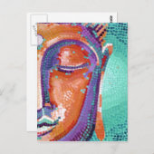 オレンジモザイクブッダ顔 ポストカード (正面/裏面)